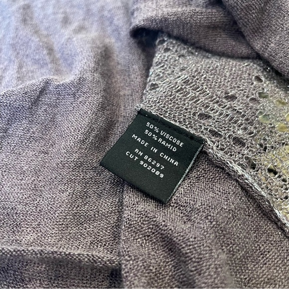 BCBG Purple Silver Sheer Flowy Open Long Vest Size M - Picture 5 of 5